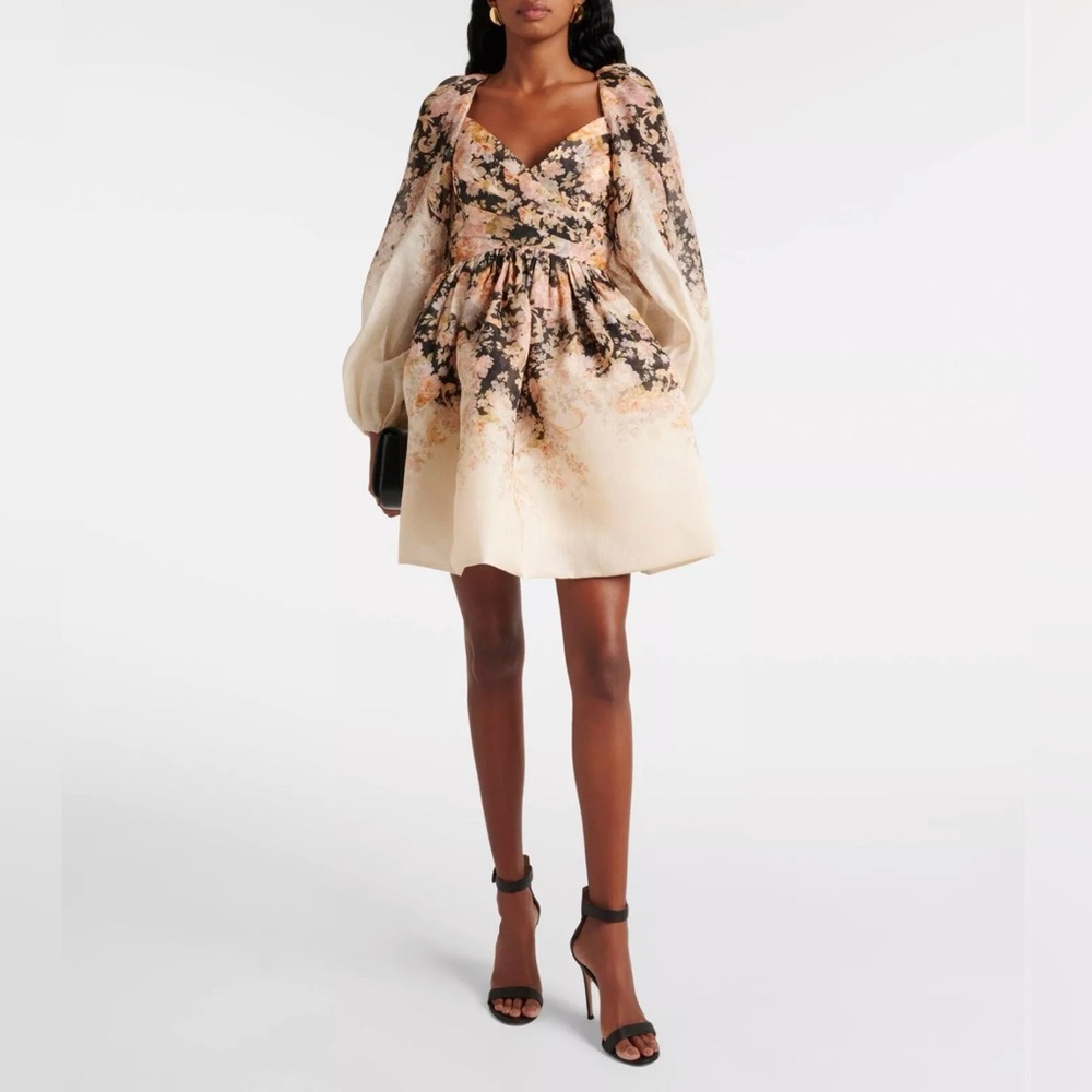 Zimmermann Illustration Pleated Silk-Linen Blend Organza Mini Dress - Picture 5 of 9